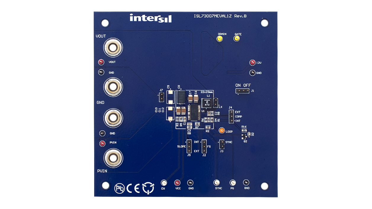 ISL73007MEVAL1Z Evaluation Board - Top