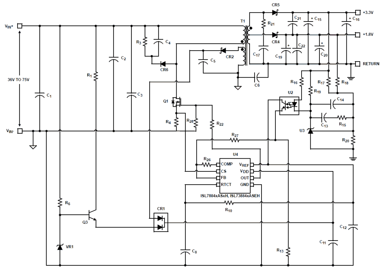 ISL73884xASEH_ISL7884xASxH Functional Diagram