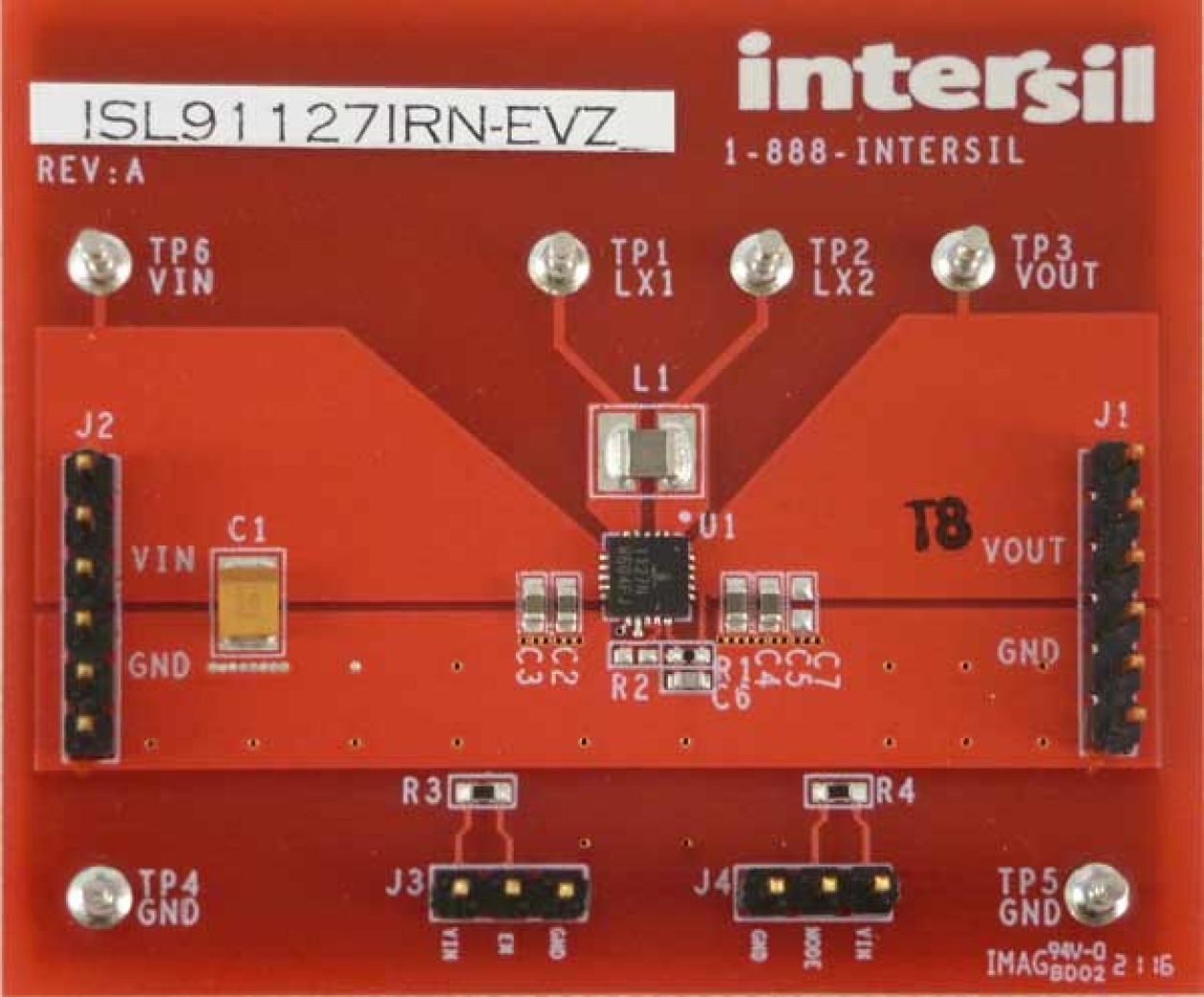 ISL91127IRN-EVZ Buck-Boost Regulator Board Top