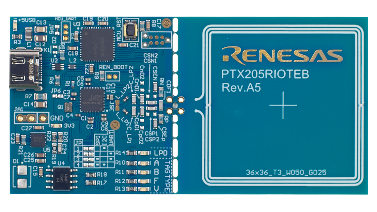 PTX205RIOTEB 评估板 - 顶视图