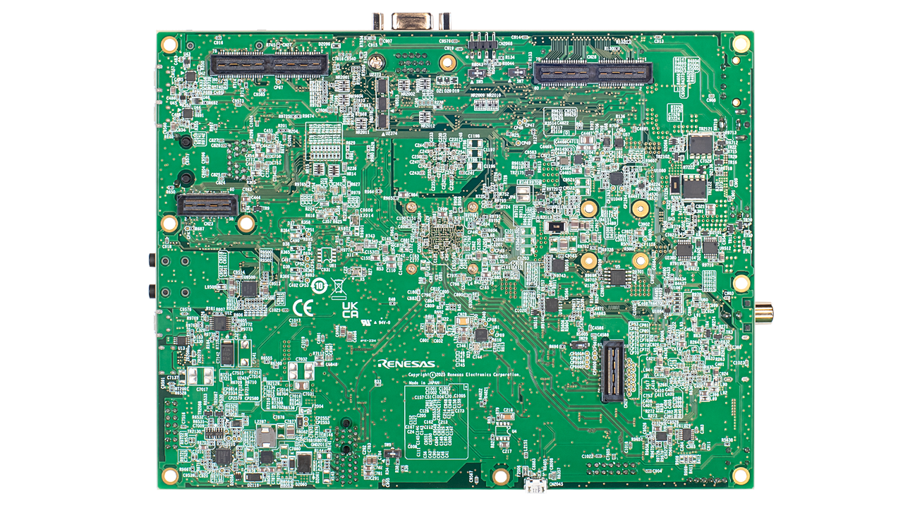 RTP8A779MDASKB0F10S（R-Car M3Le Geist 板）评估板的底视图。