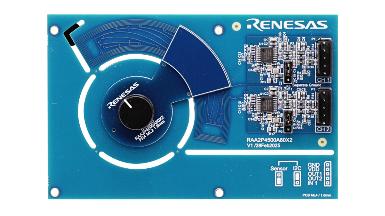 RAA2P4500A80X2 冗余侧轴传感器的顶视图