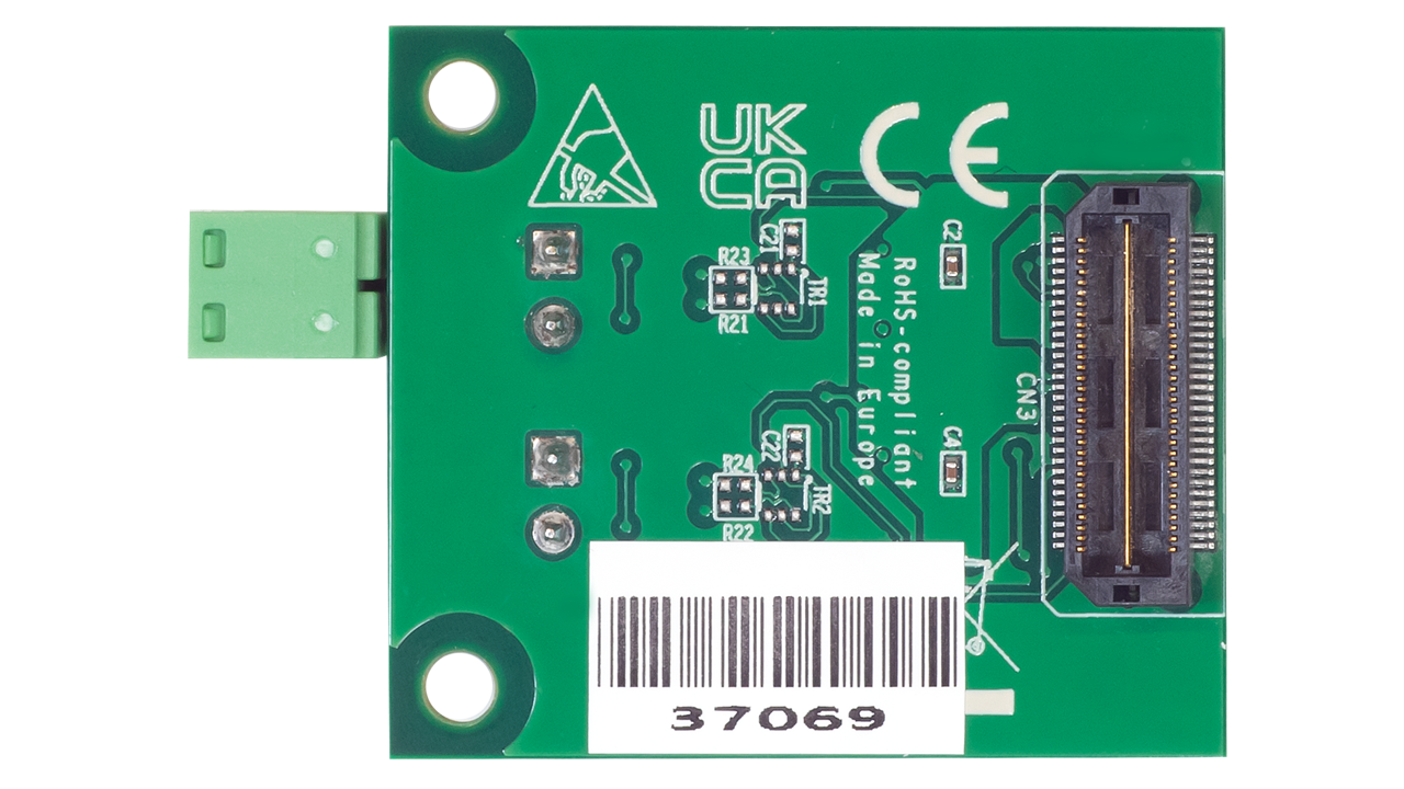 The bottom view of the Y-COMMON-10BASE-T1S Ethernet extension board.