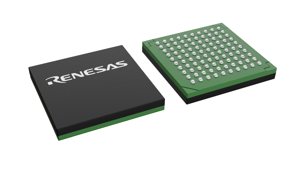 3D illustration featuring top and bottom views of CABGA IC chip package with 100 lead count.