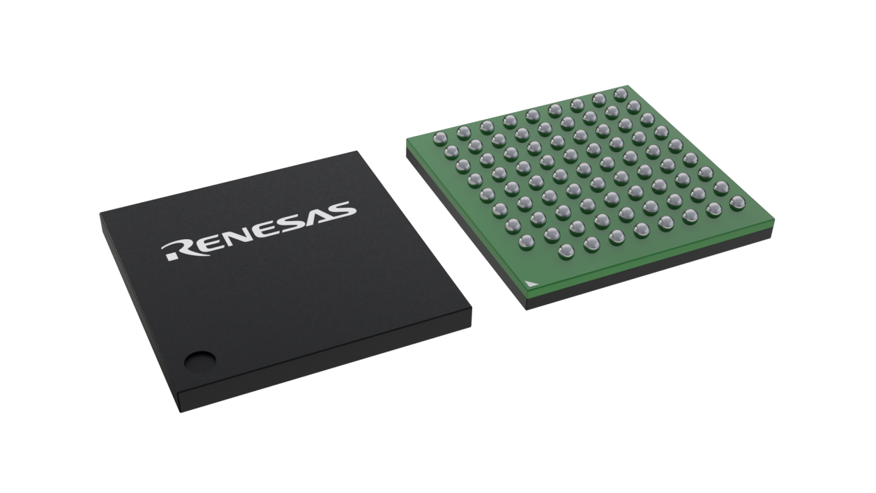 3D illustration featuring top and bottom views of CABGA IC chip package with 80 lead count.