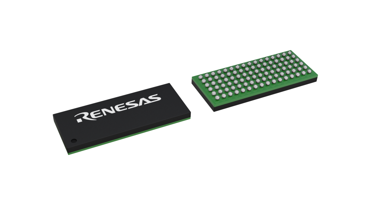 3D illustration featuring top and bottom views of CABGA IC chip package with 96 lead count.