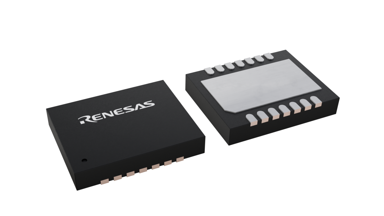 3D illustration featuring top and bottom views of DFN IC chip package with 14 lead count