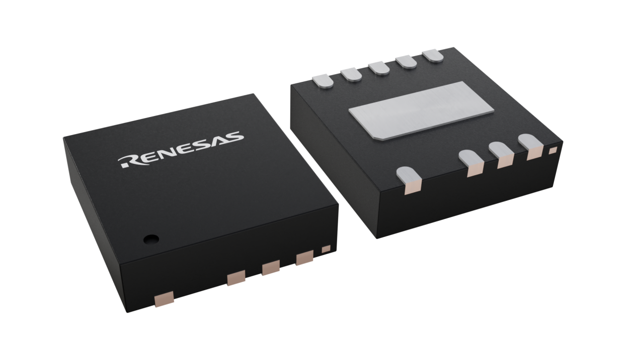 3D illustration featuring top and bottom views of DFN IC chip package with 9 lead count