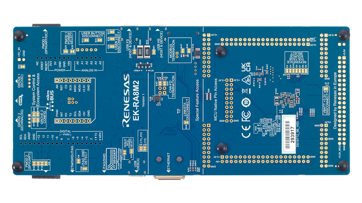 EK-RA8M1 Evaluation Board - Bottom
