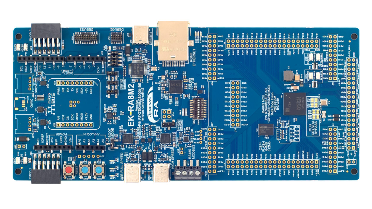 EK-RA8M1 Evaluation Board - Top