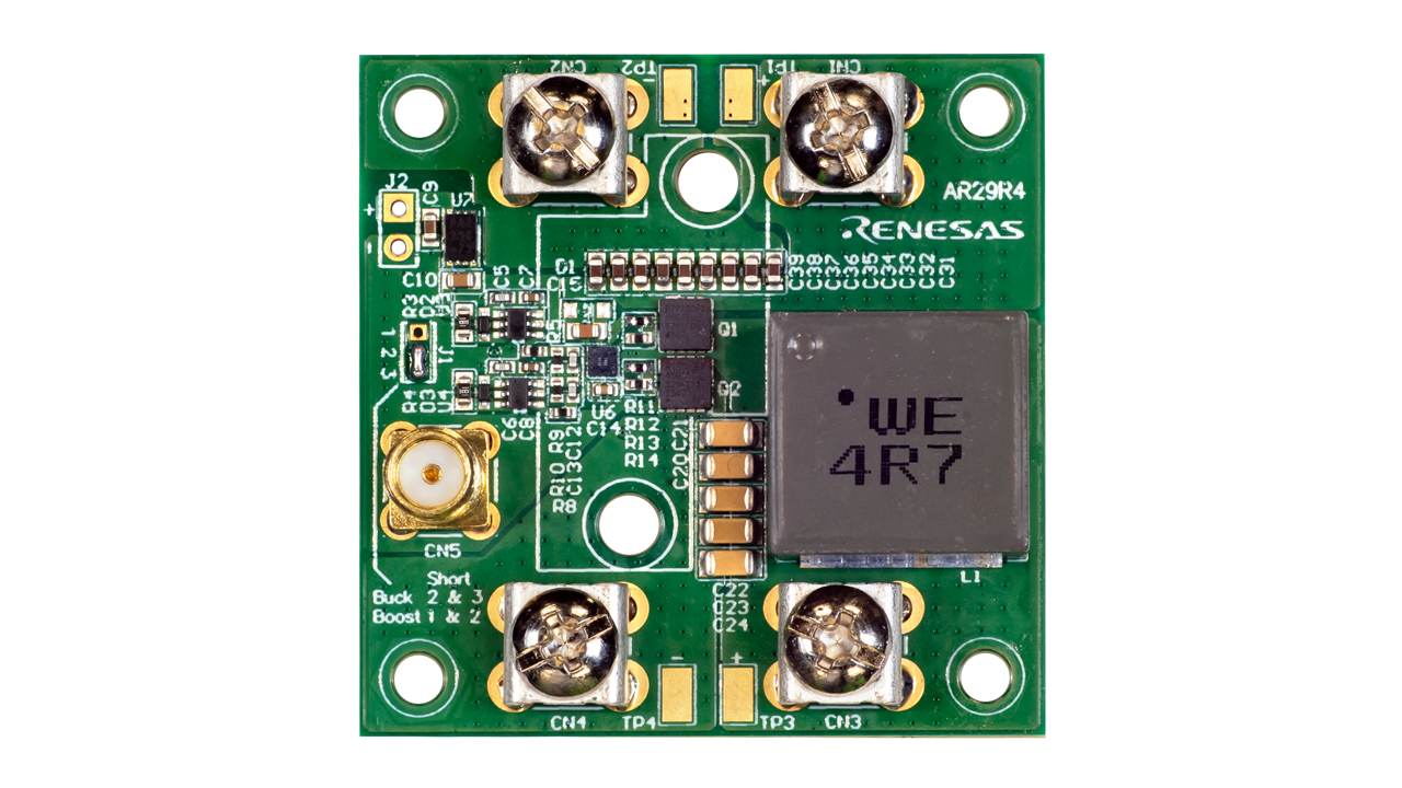 EVB-RTP100E005G1FL评估板的顶视图。 