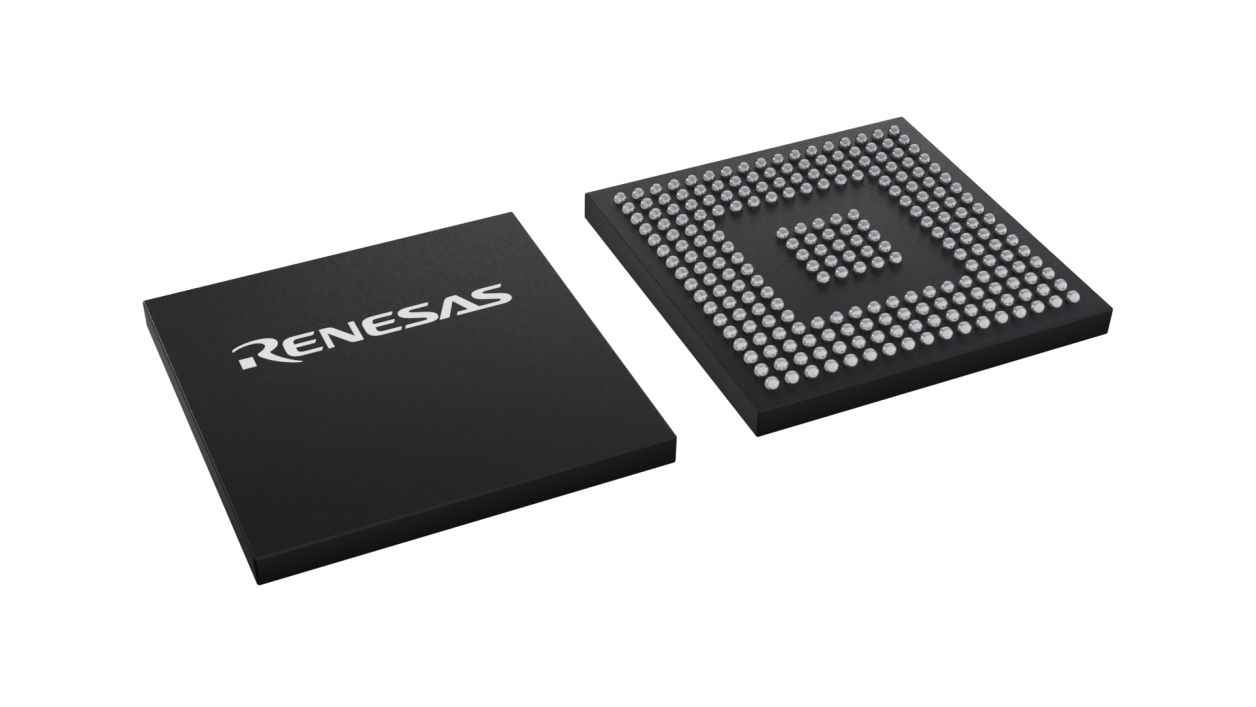 3D illustration featuring top and bottom views of FBGA IC chip package with 233 lead count