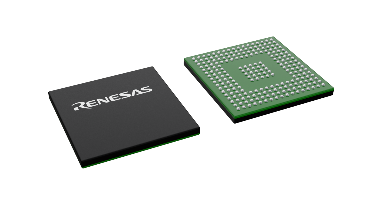 3D illustration featuring top and bottom views of FBGA IC chip package with 233 lead count.
