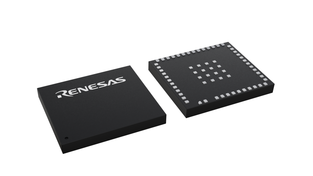 3D illustration featuring top and bottom views of FCQFN chip package with 66 lead count.
