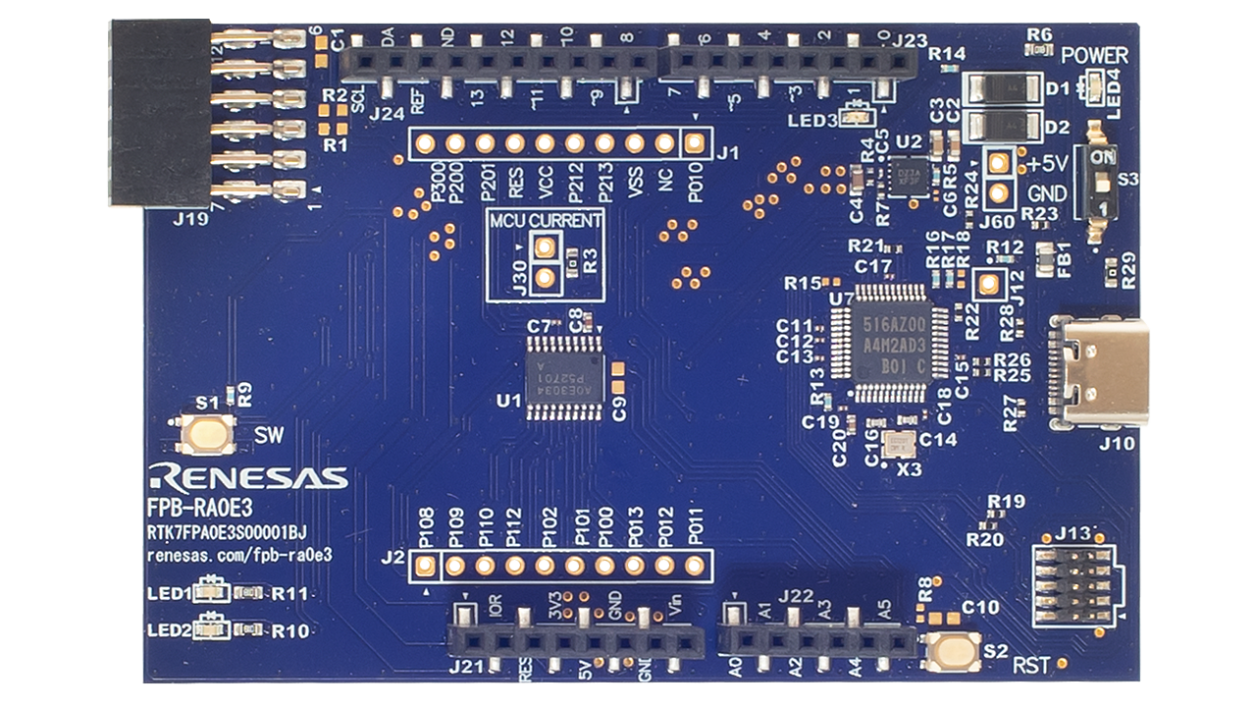 Top view of FPB-RA0E3 board.