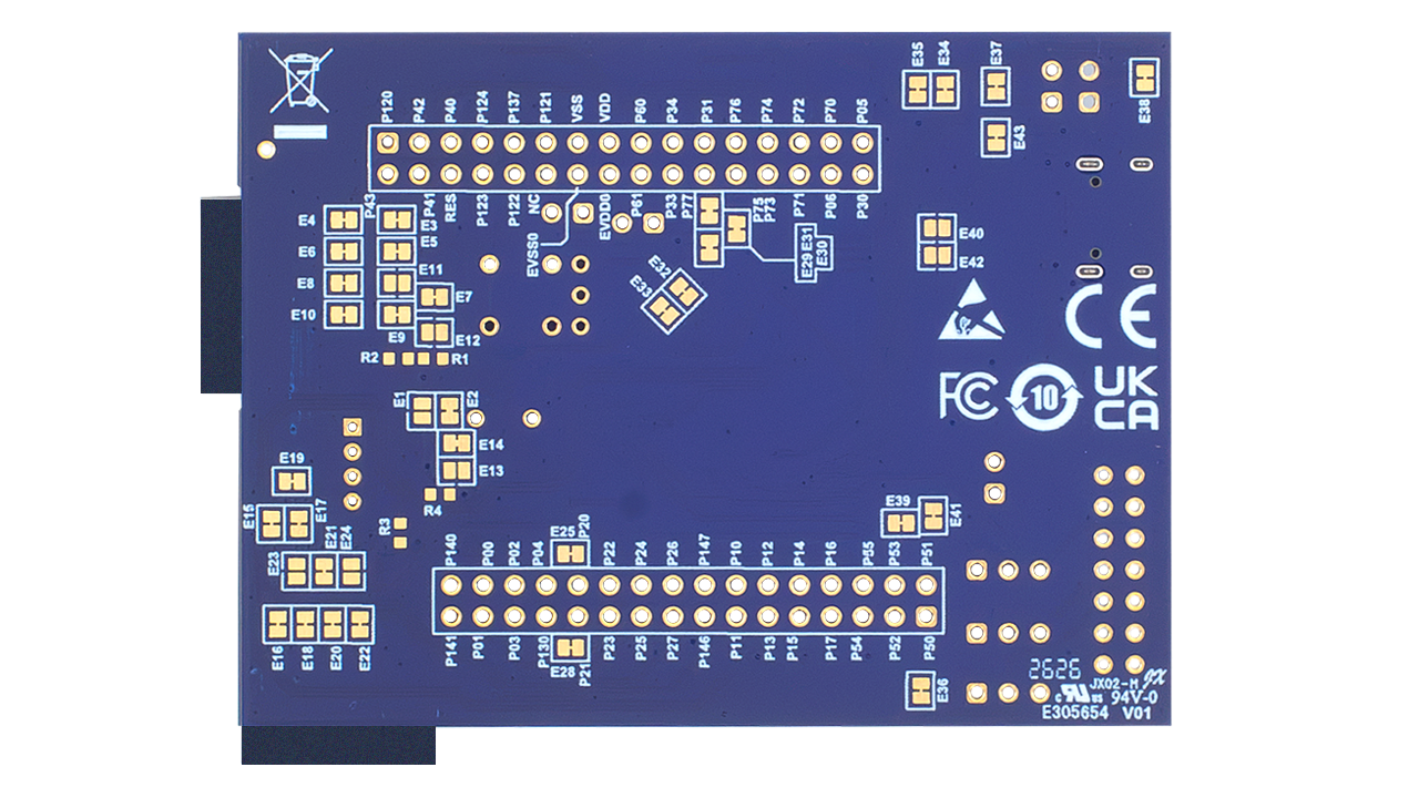 FPB-RL78G21板的底视图。