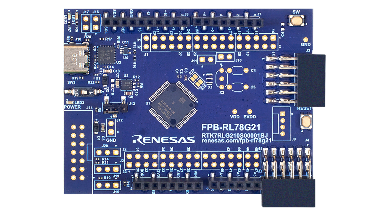 FPB-RL78G21板的顶视图。