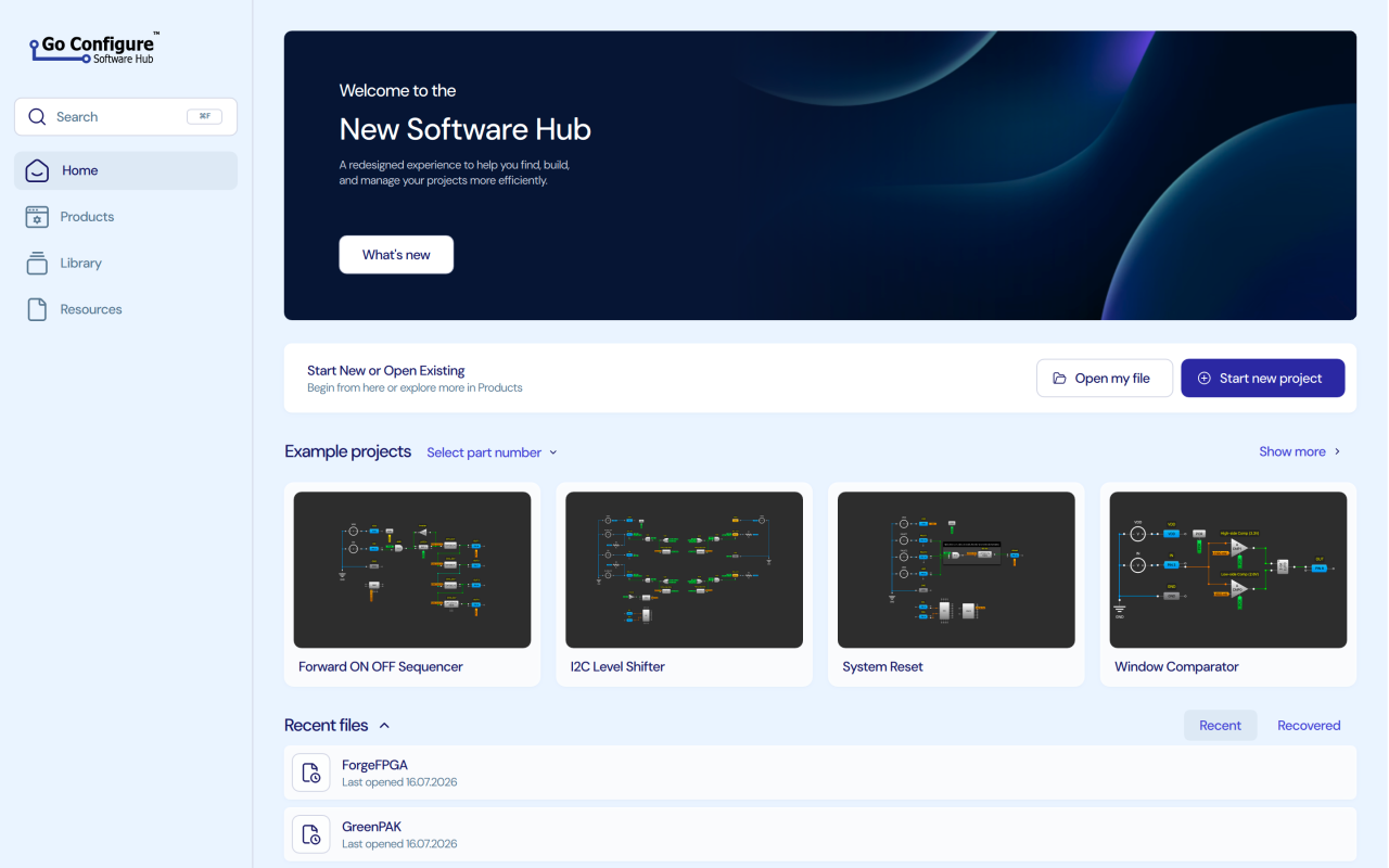 Home page of the Go Configure Software