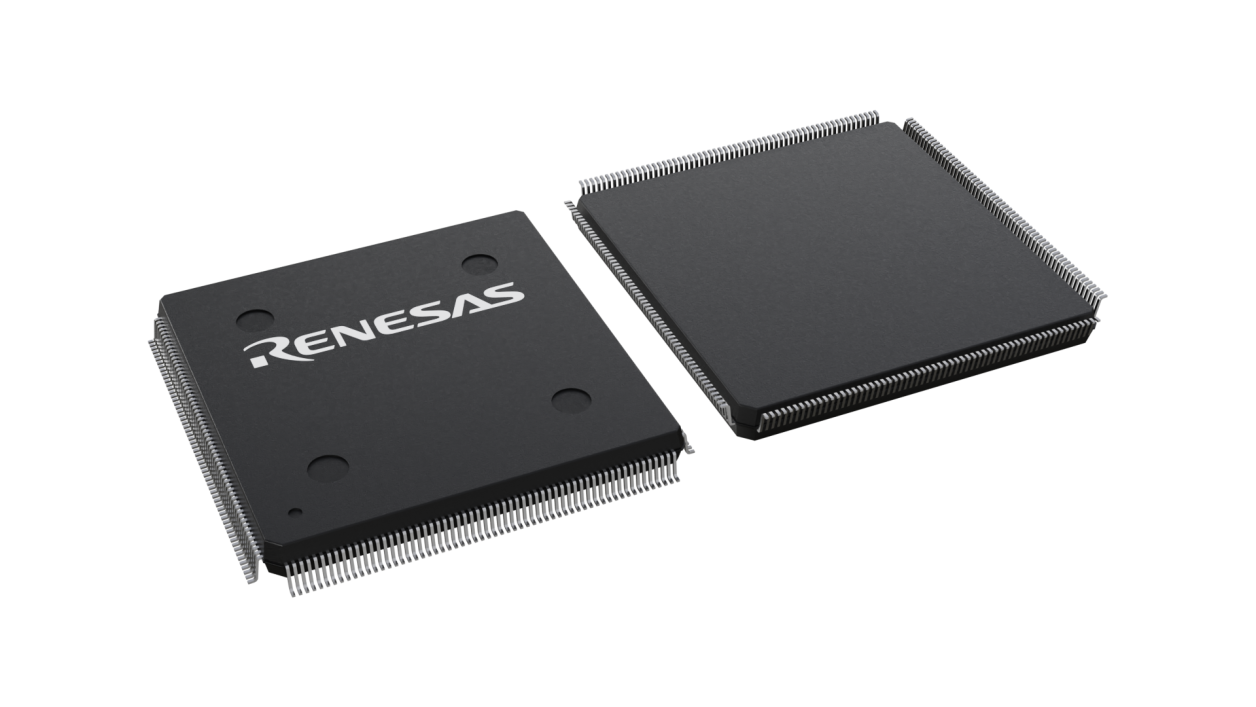 3D illustration featuring top and bottom views of HFQFP IC chip package with 240 lead count.