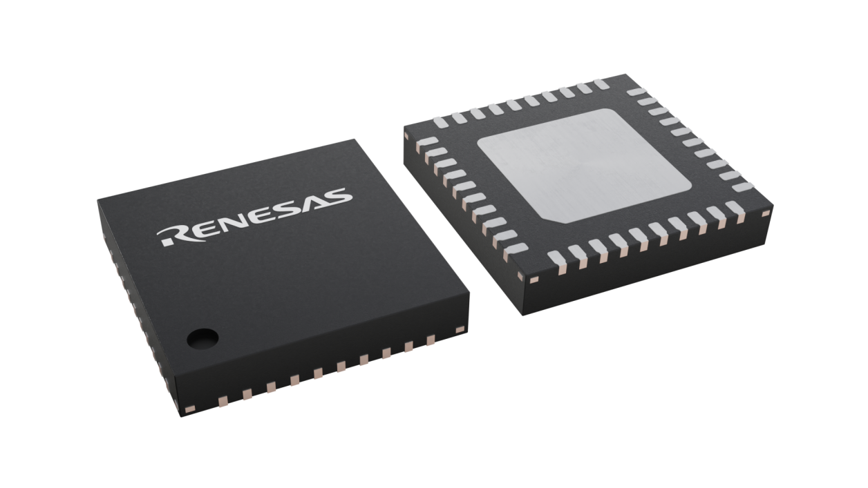 3D illustration featuring top and bottom views of hvqfn ic chip package with 40 leads