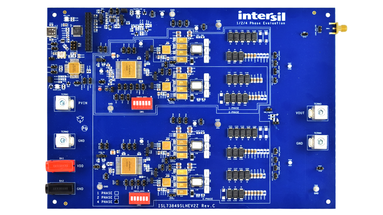 ISL73849SLHEV2Z4 Radiation Hardened PWM Controller with PMBus Evaluation Board - Top