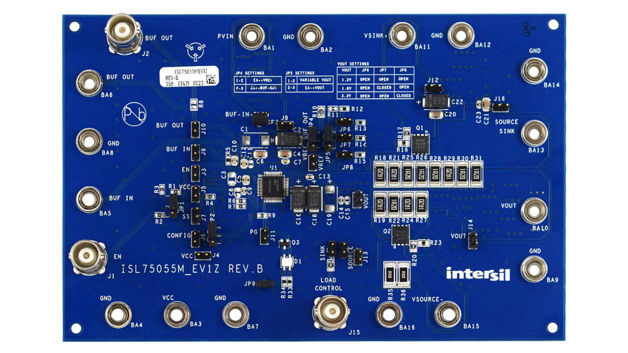 ISL75055MEV1Z Evaluation Board - Top