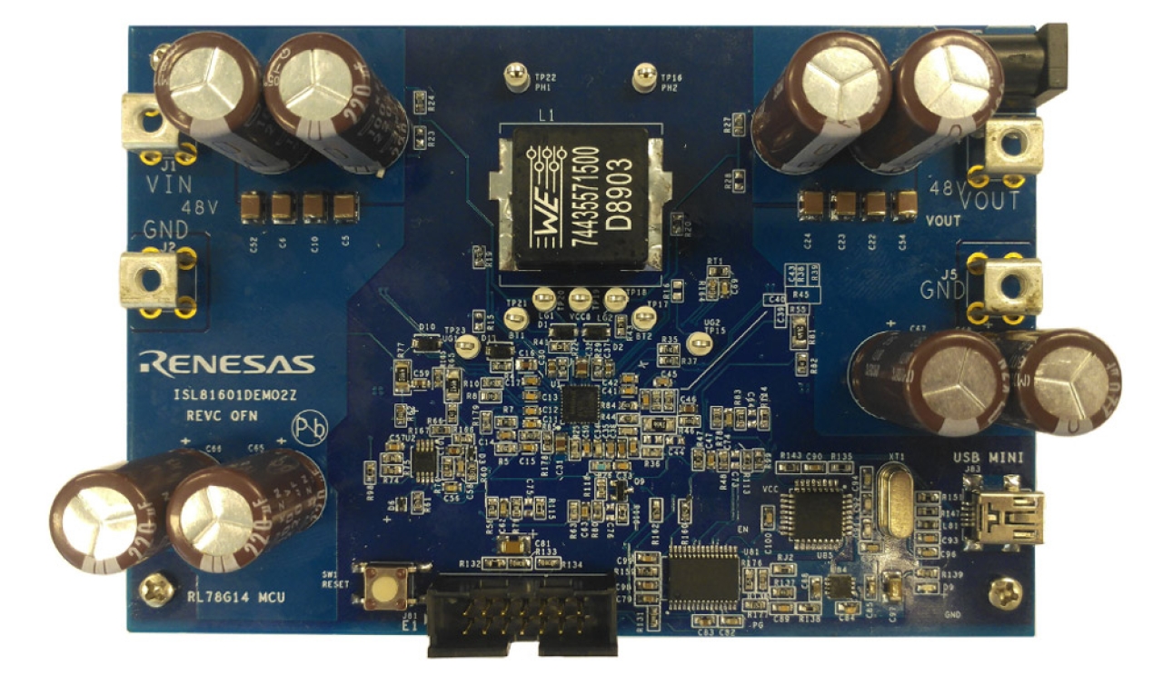 ISL81601DEMO2Z 60V Bidirectional 4-Switch Synchronous Buck-Boost Controller Demonstration Board - Top