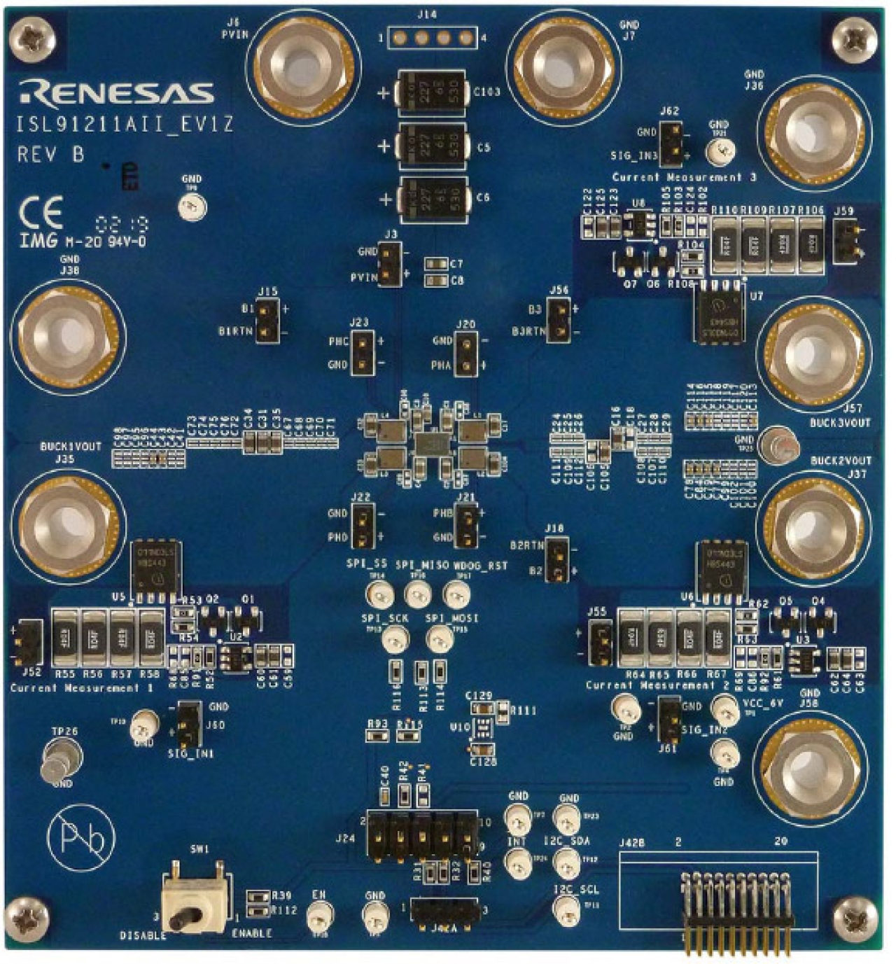 ISL91211AII-EV1Z 3-Output PMIC Evaluation Board - Top