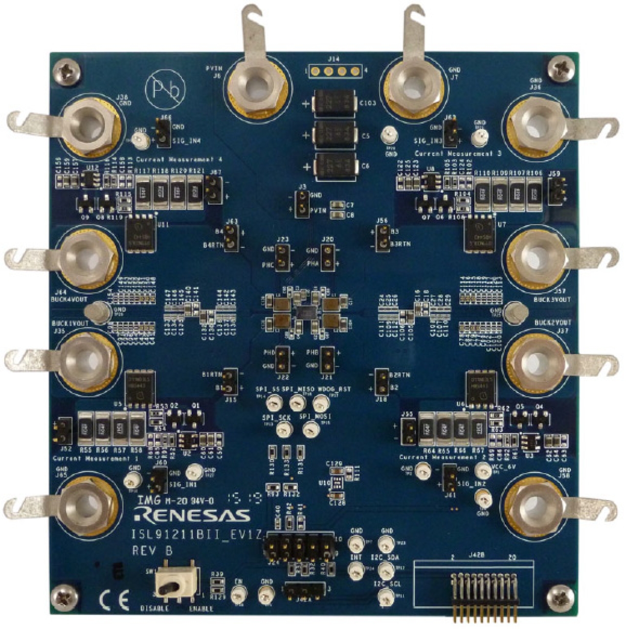 ISL91211BII-EV1Z Multi-Output PMIC Evaluation Board - Top