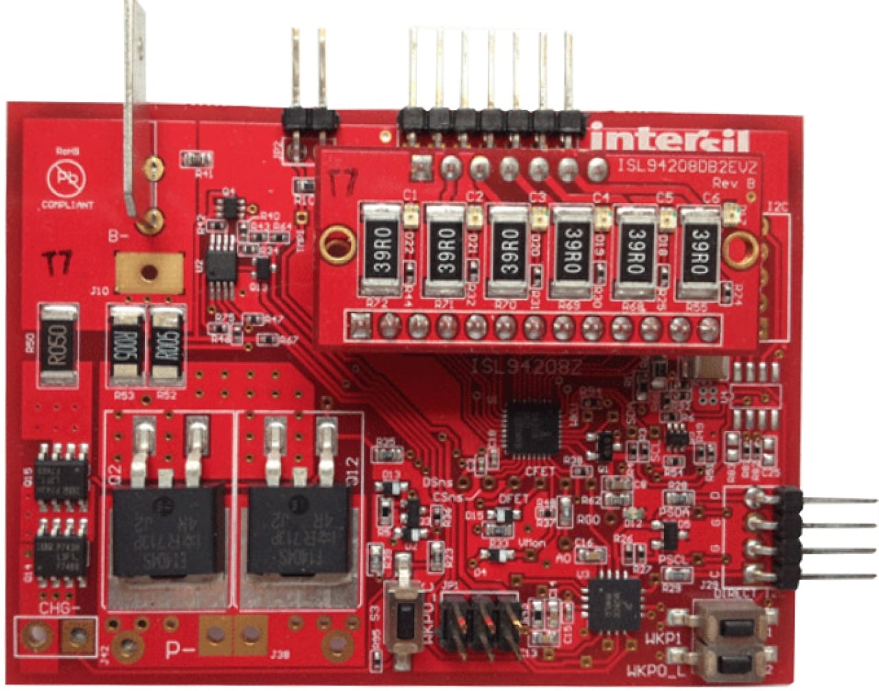 ISL94208EVZ Li-ion Battery Management Analog Front-End Evaluation Board - Top