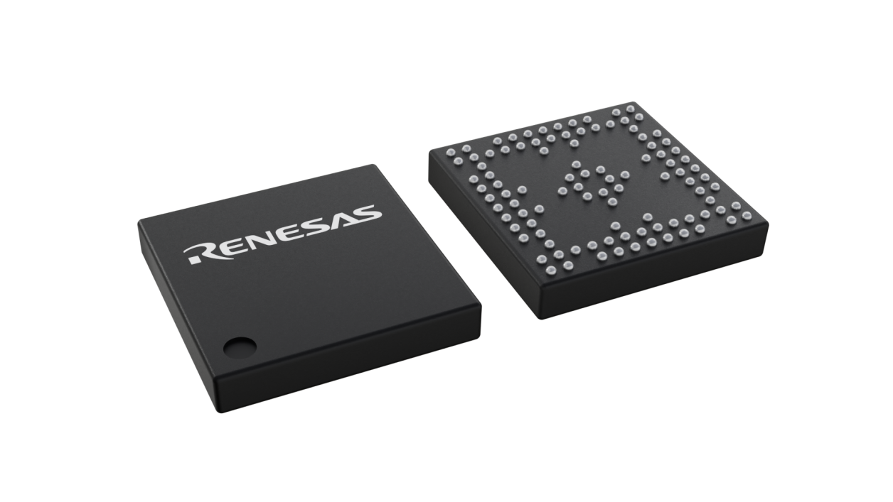 3D illustration featuring top and bottom views of LFBGA IC chip package with 100 lead count.