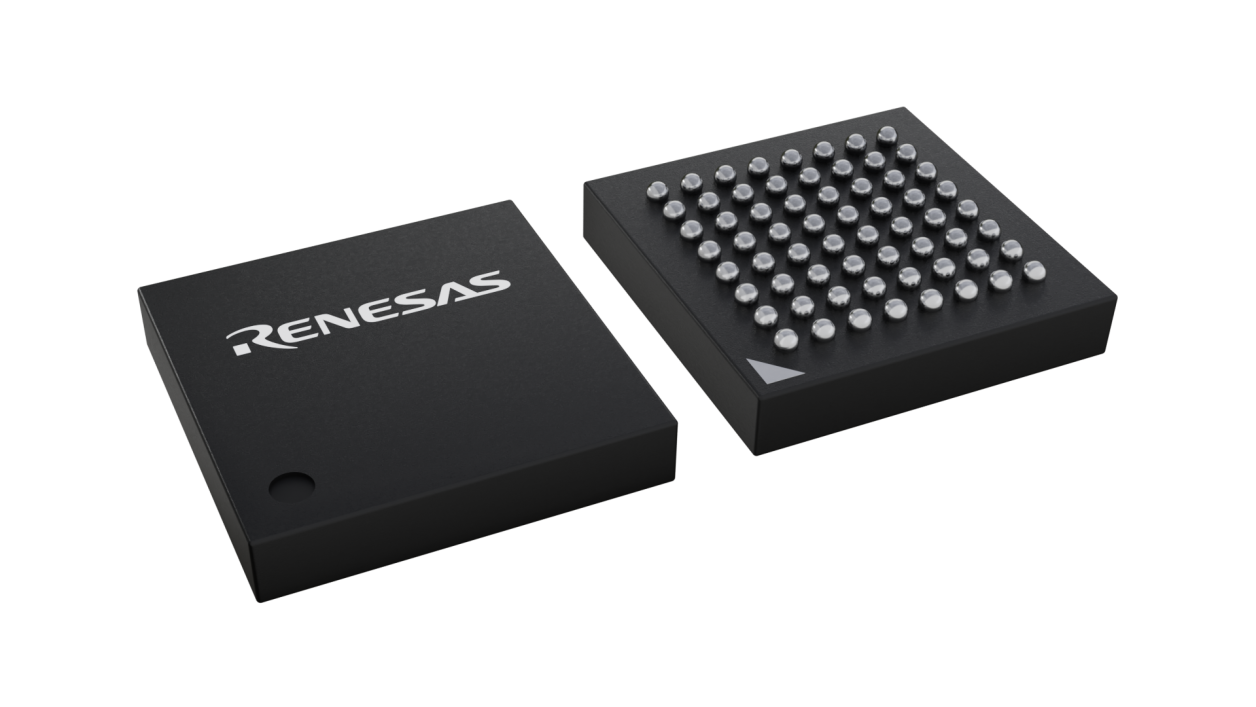 3D illustration featuring top and bottom views of LFBGA IC chip package with 64 lead count.