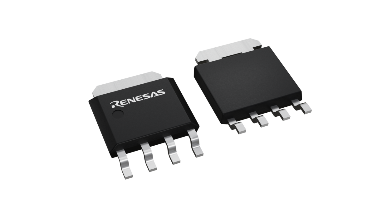 3D illustration featuring top and bottom views of LFPAK chip package with 5 lead count.
