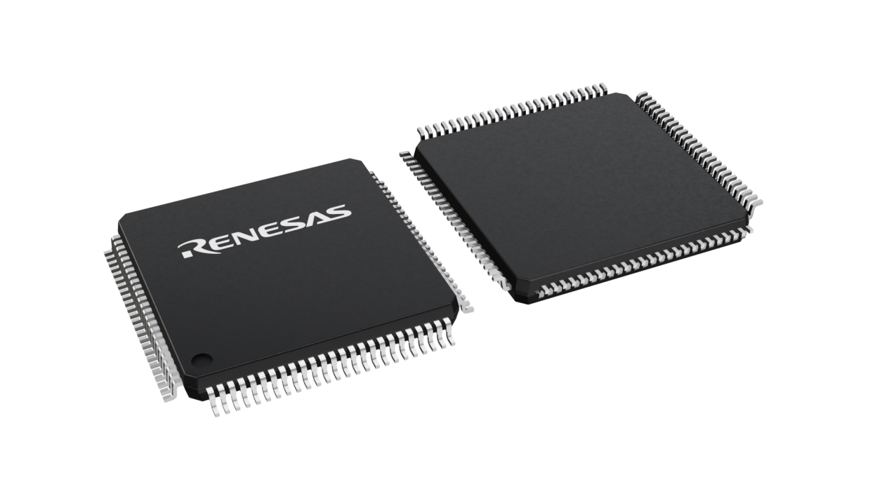 3D illustration featuring top and bottom views of LFQFP chip package with 100 lead count.