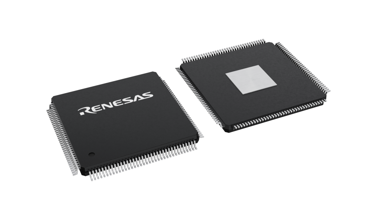 3D illustration featuring top and bottom views of LFQFP IC chip package with 144 lead count.