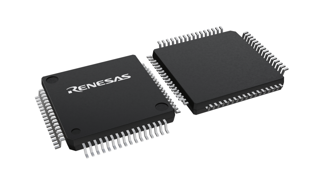 3D illustration featuring top and bottom views of LFQFP IC chip package with 64 lead count.