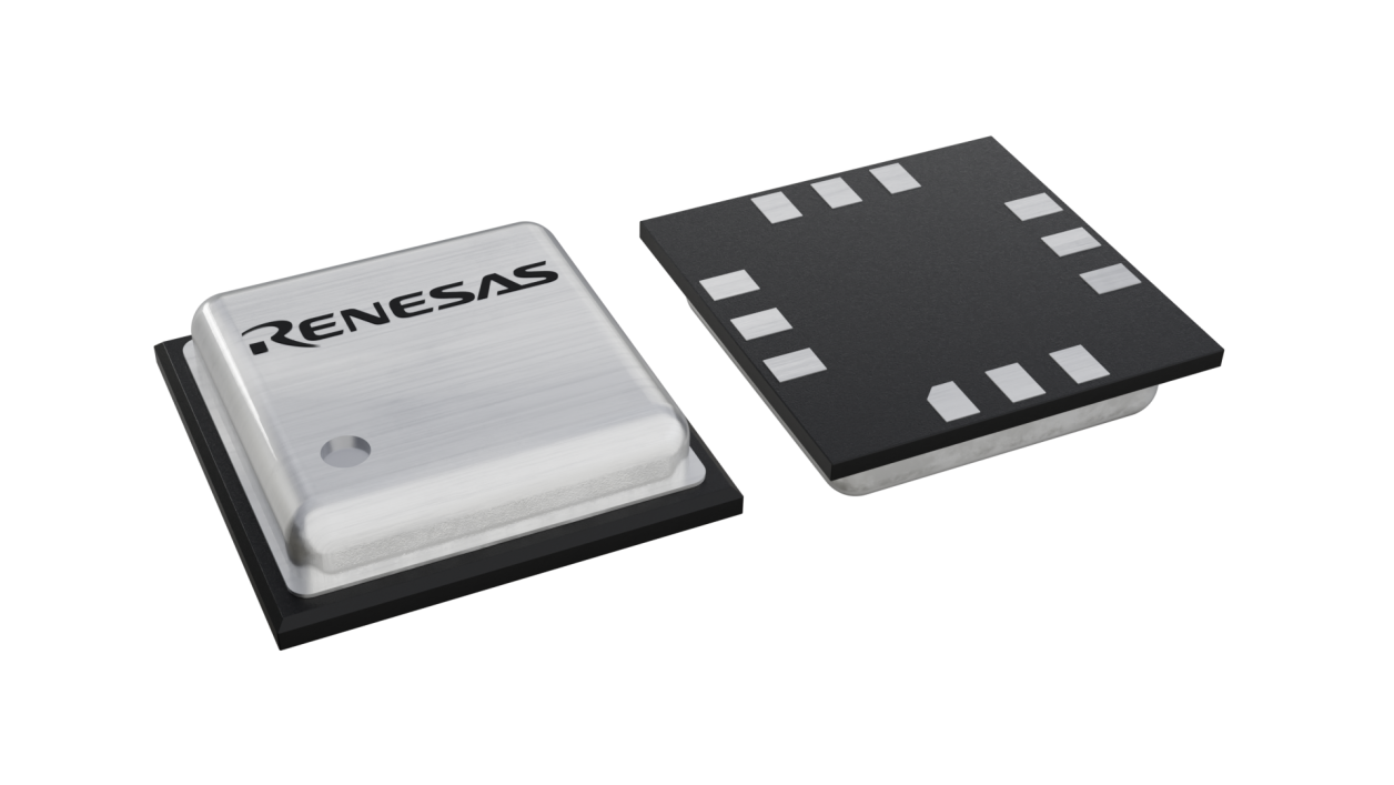 3D illustration featuring top and bottom views of LGA IC chip package with 12 lead count.