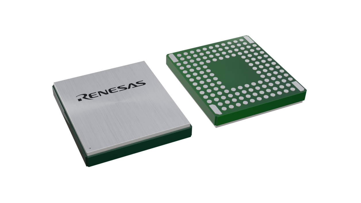 3D illustration featuring top and bottom views of LGA IC chip package with 144 lead count.