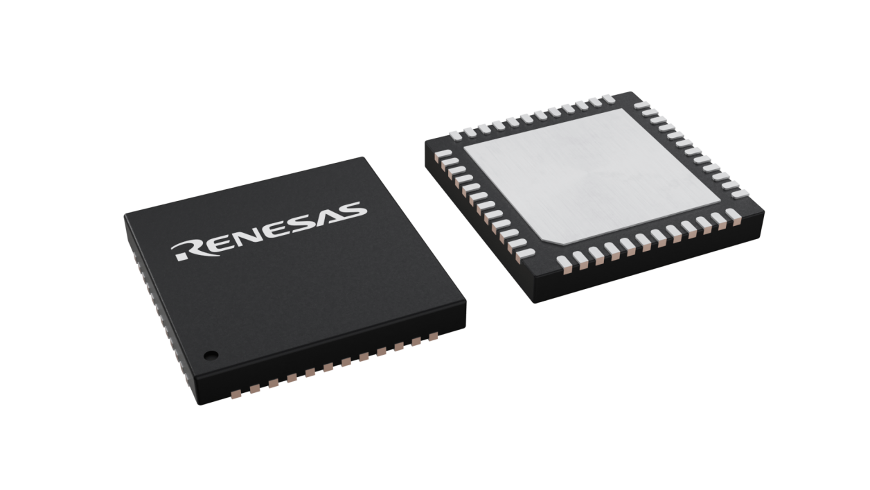 3D illustration featuring top and bottom views of LQFN IC chip package with 48 lead count.
