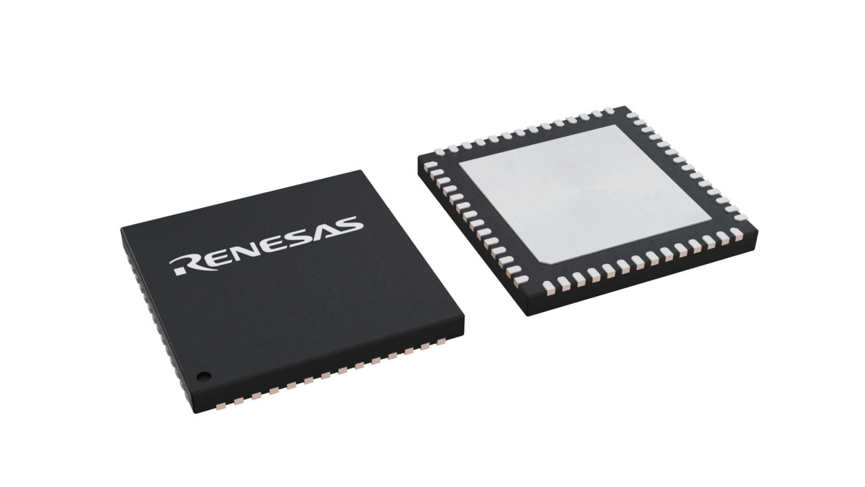 3D illustration featuring top and bottom views of LQFN IC chip package with 56 lead count.