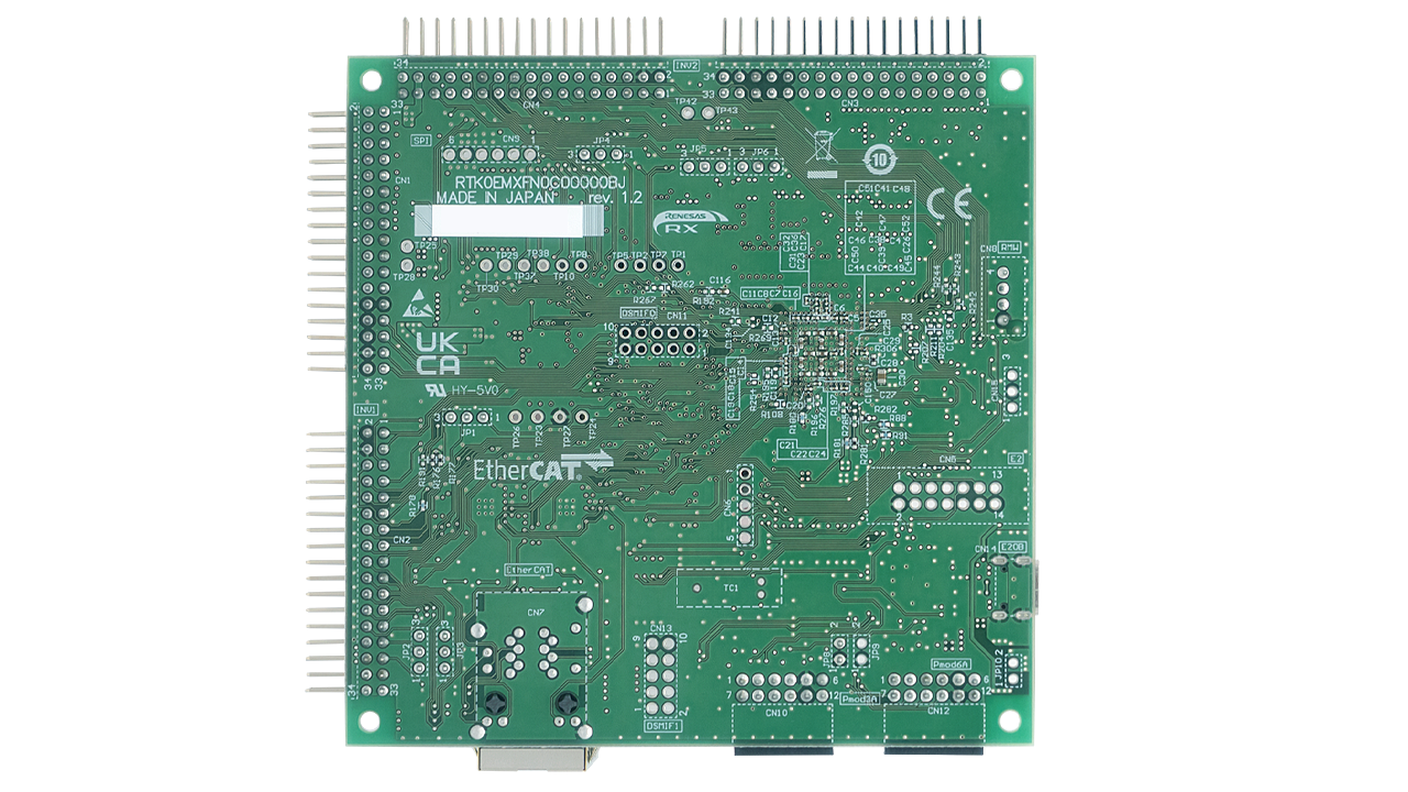 MCB-RX74M 板的底视图。