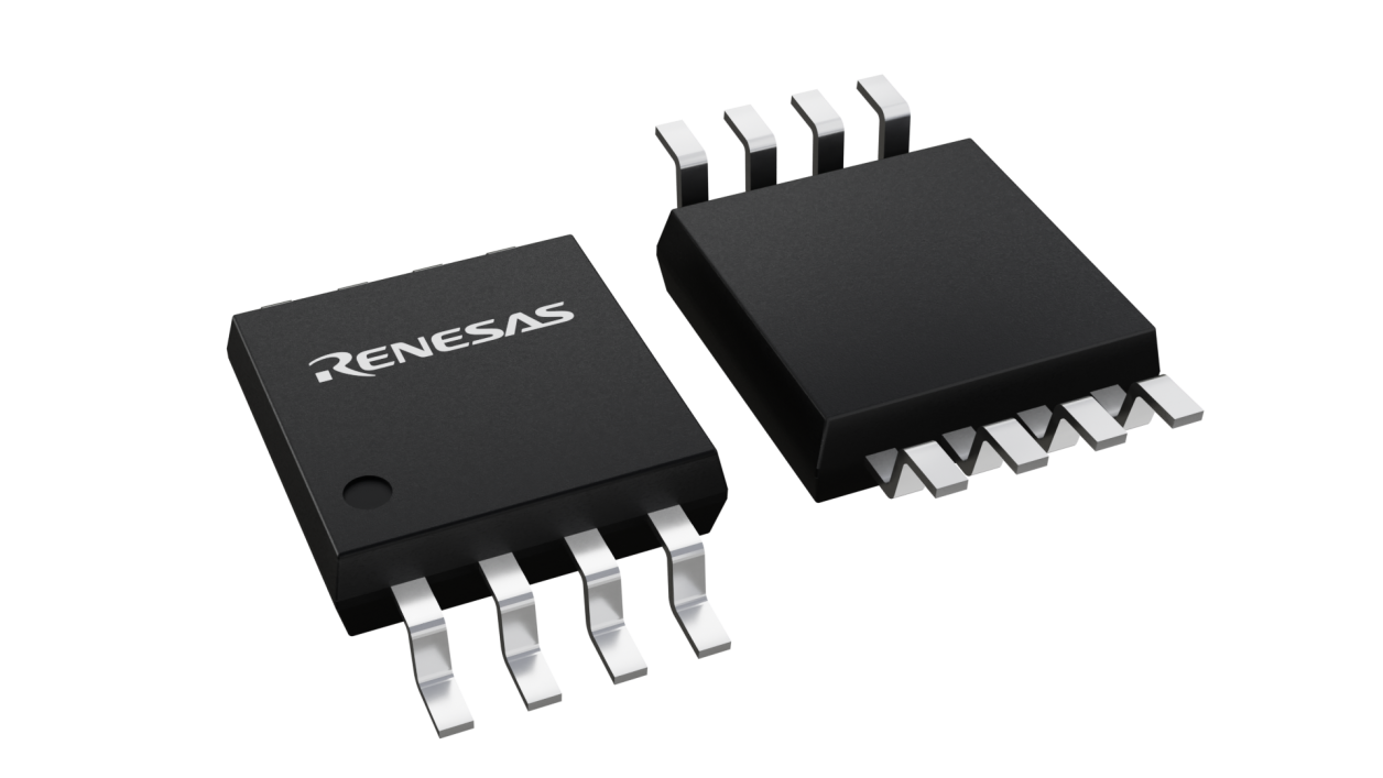 3D illustration featuring top and bottom views of MSOP chip package with 8 lead count.