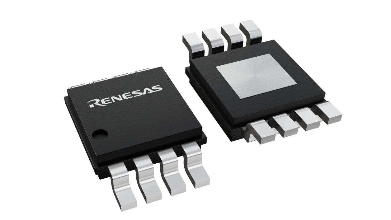 3D illustration featuring top and bottom views of MSOP-EP chip package with 8 lead count.