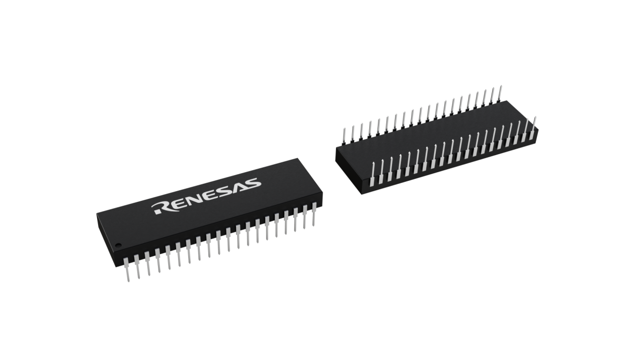 3D illustration featuring top and bottom views of PDIP chip package with 40 lead count.