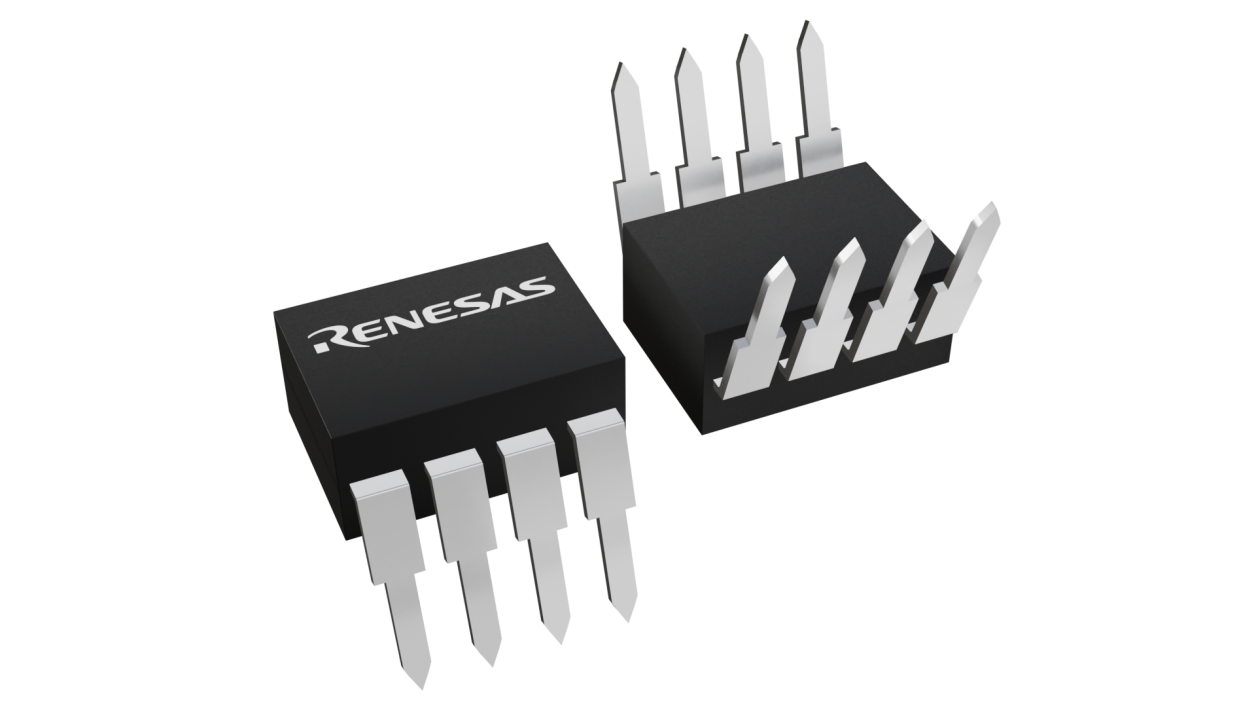 3D illustration featuring top and bottom views of PDIP chip package with 8 lead count.