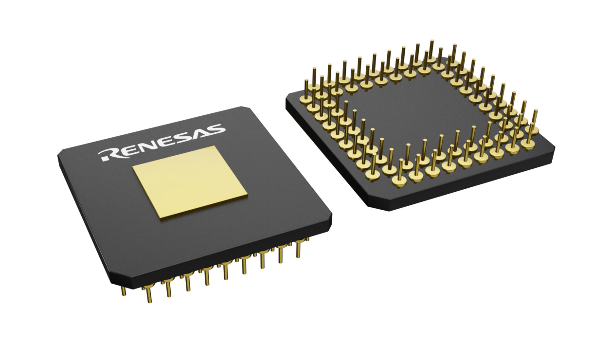 3D illustration featuring top and bottom views of PGA IC chip package with 68 lead count.