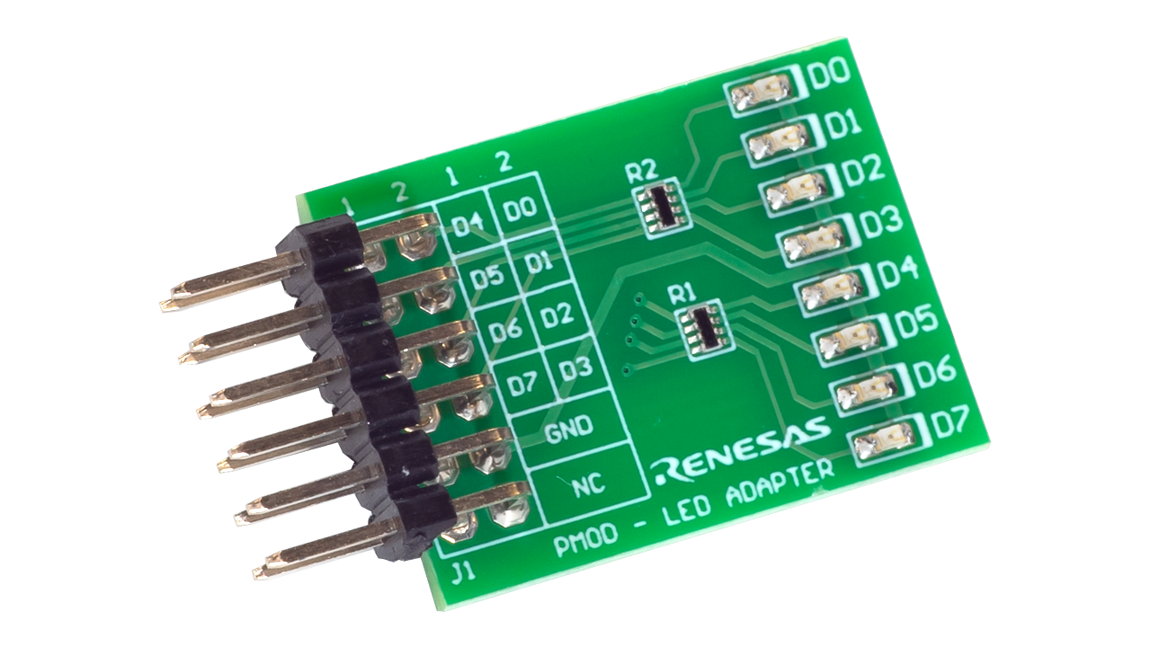 Photo of the Pmod LED Adapter board.