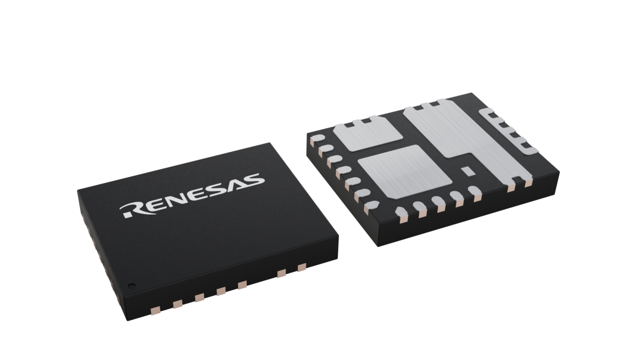 3D illustration featuring top and bottom views of PQFN chip package with 25 lead count.