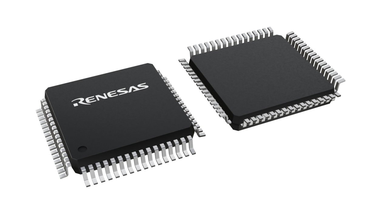 3D illustration featuring top and bottom views of PQFP chip package with 64 lead count.
