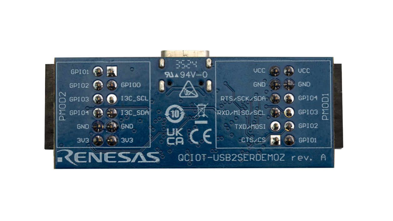 QCIOT-USB2SERDEMOZ 演示板 - 底视图